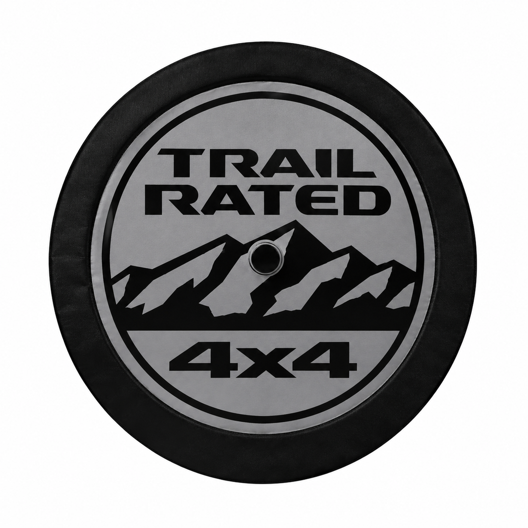 Jeep 32-Inch Spare Tire Cover – Trail Rated 4x4 Logo | Black Spare Wheel Cover