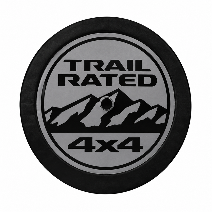 Jeep 32-Inch Spare Tire Cover – Trail Rated 4x4 Logo | Black Spare Wheel Cover