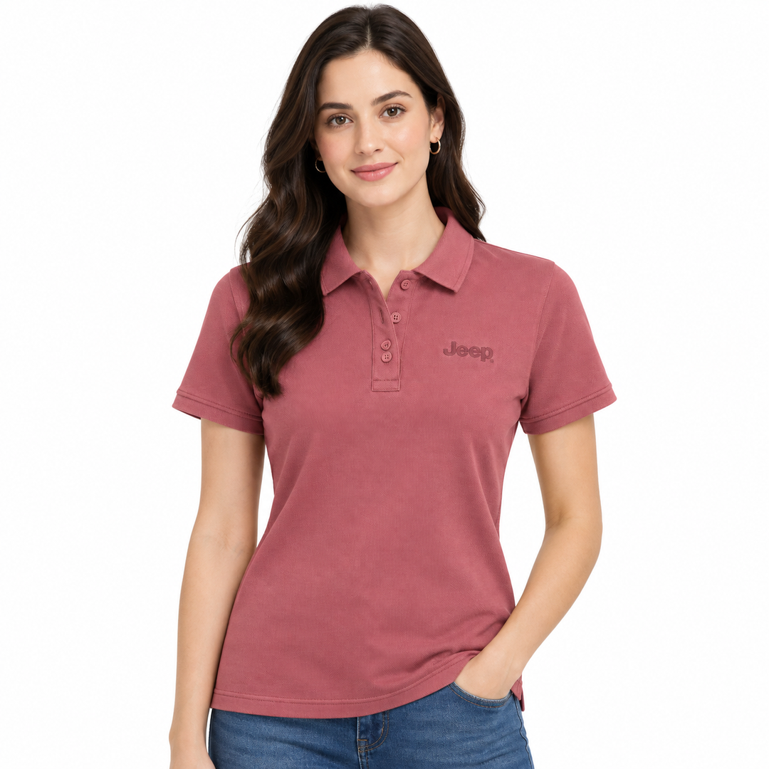 Jeep Urban Polo T-Shirt for Women – Cranberry Pink