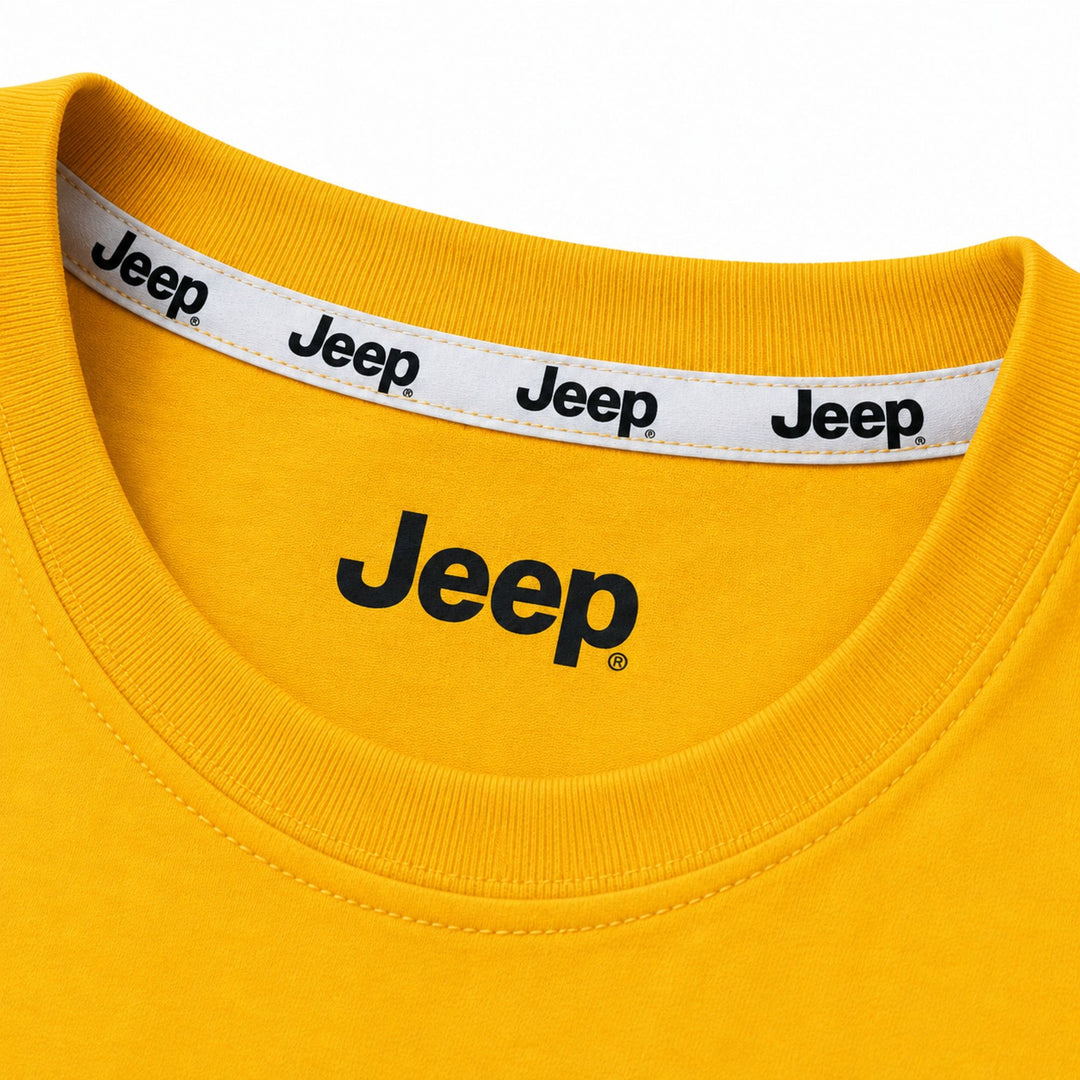 Jeep Men's Yellow Graphic Print Cotton T-Shirt