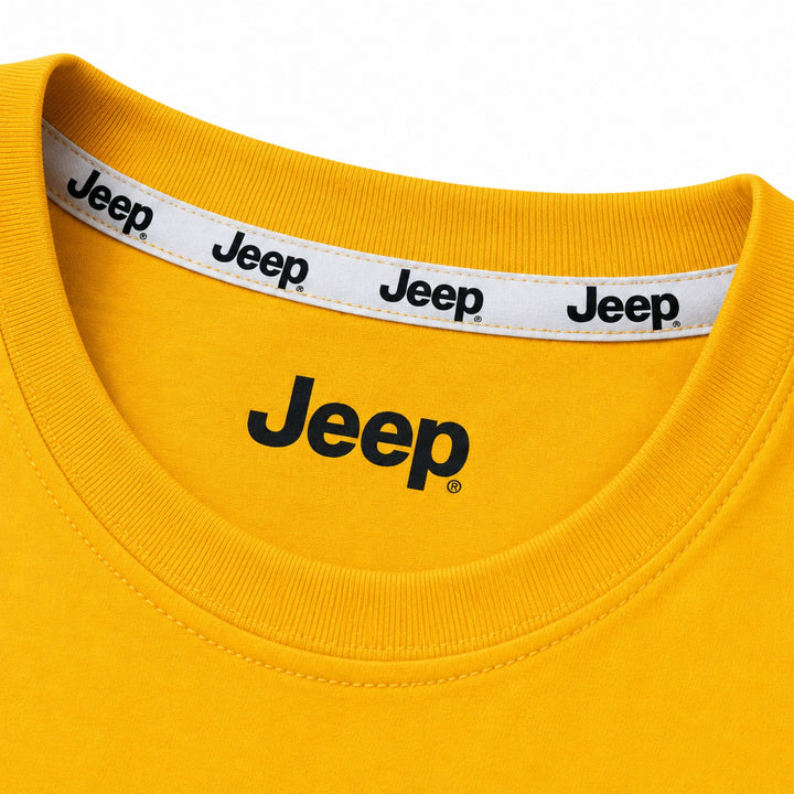 Jeep Men's Yellow Graphic Print Cotton T-Shirt