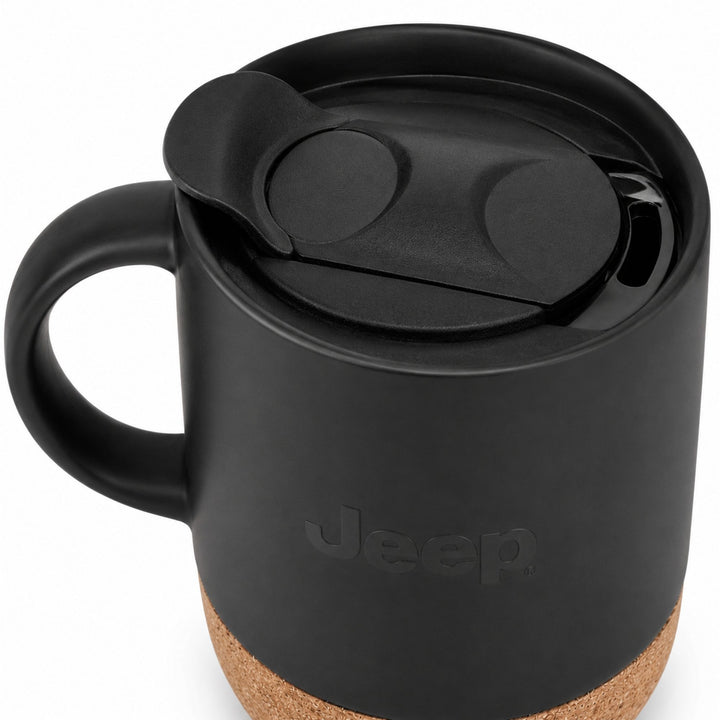 Jeep Premium 300 ml Ceramic Coffee Mug with Cork Base & Lid – Matte Black