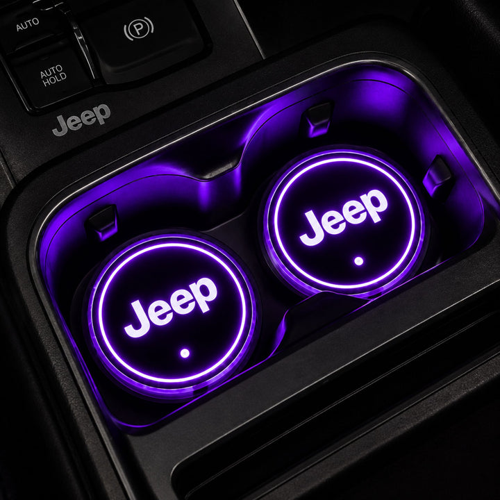 Jeep 7-Color RGB LED Illuminated Cup Holder Coasters (Pair)