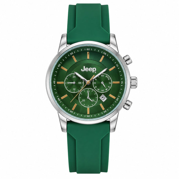 Jeep Watch with Green Silicone Strap – Outdoor-Inspired Timepiece