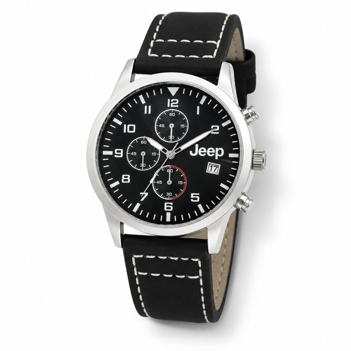 Jeep Watch with Black Leather Strap – Rugged Elegance for Everyday Explorers