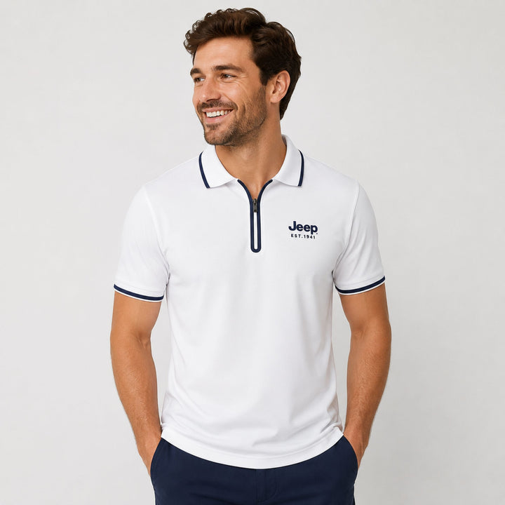 Jeep 1941 Premium Men's Cotton Zip Polo T-Shirt