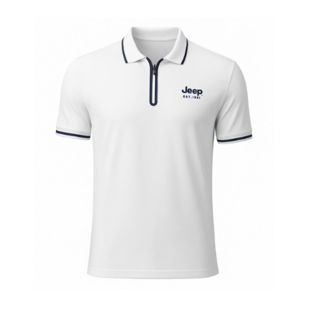 Jeep 1941 Premium Men's Cotton Zip Polo T-Shirt