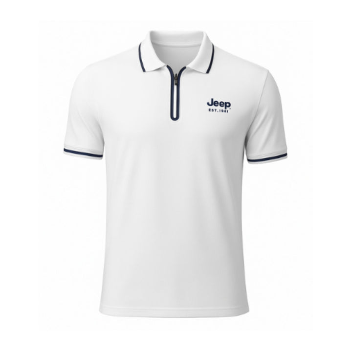 Jeep 1941 Premium Men's Cotton Zip Polo T-Shirt