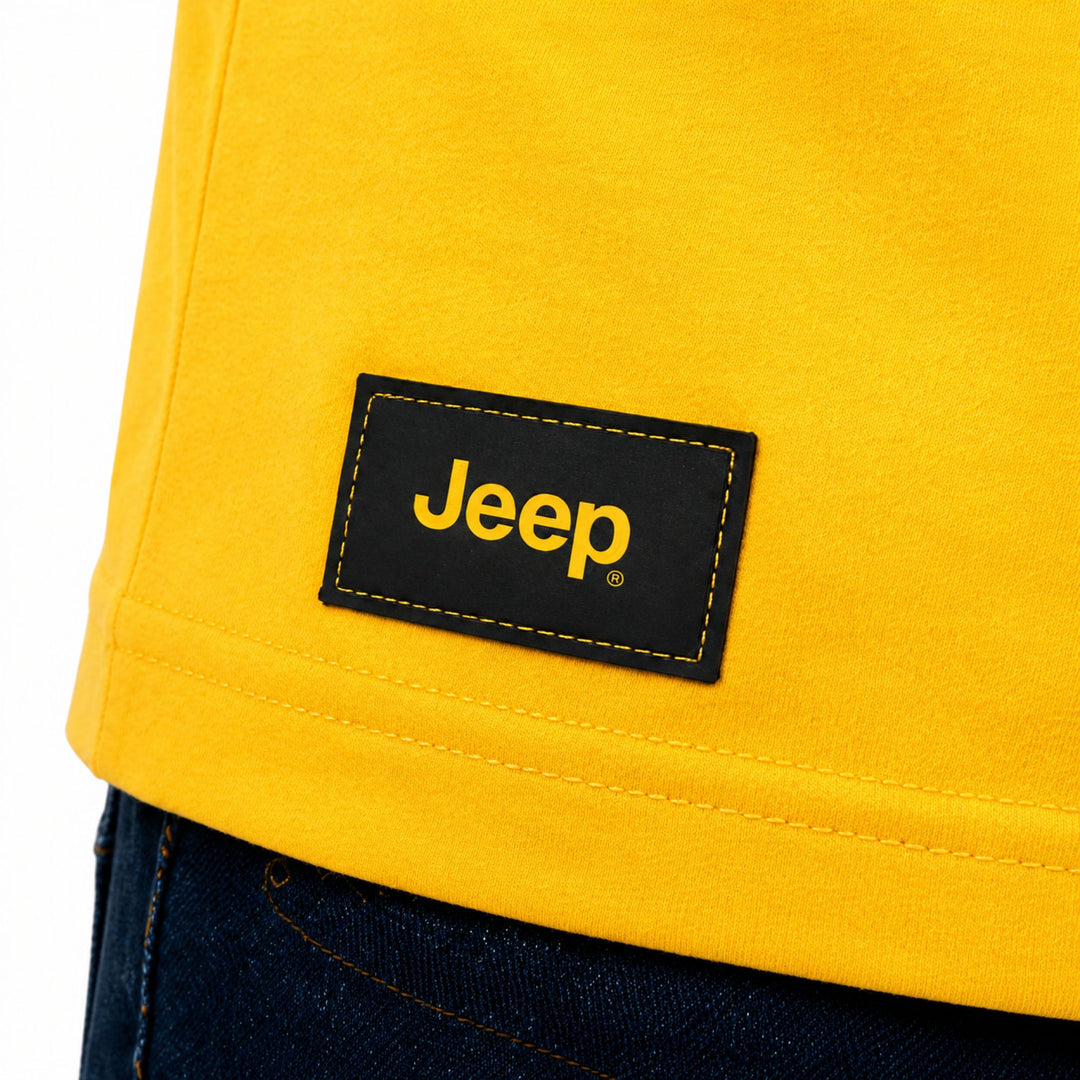 Jeep Men's Yellow Graphic Print Cotton T-Shirt