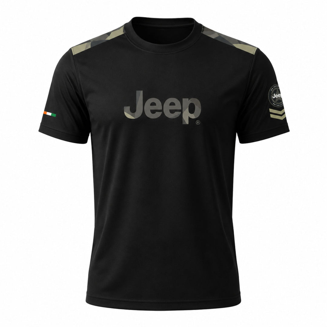 Jeep Men's Camo Round Neck T-Shirt – Premium Casual Outdoor Crew Neck Tee